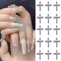 Bulkle 3D Kawaii Metal Cross Nail Art Decoration Charms Silver Alloy Nail Jewelry Rhinestones Luxury Charms Manicure Accessories-Fenpier