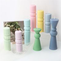 Multi Style Striped Column Silicone Candle Mold Korean Geometric Cylindrical Ball Gypsum Resin Soap Baking Mould Home Decor Gift