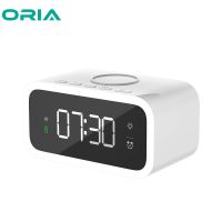 Oria นาฬิกาปลุกดิจิทัล LED แบบเต็มหน้าจอ ชาร์จได้ พร้อมฟอร์แมต 24 12H รองรับที่ชาร์จไร้สาย สําหรับโทรศัพท์มือถือ และอุปกรณ์อิเล็กทรอนิกส์อื่น ๆ