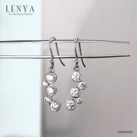 LenYa Jewelry ต่างหูตัวเรือนเงินแท้ 925 ชุบทองขาว ประดับ SWAROVSKI ZIRCONIA