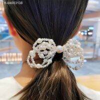 ☍ The New Super fairy Bow Pearl Hairpin Hair Ring Sweet Lady Celebrity Net Red Hair Rope Hair Accessories Trendy