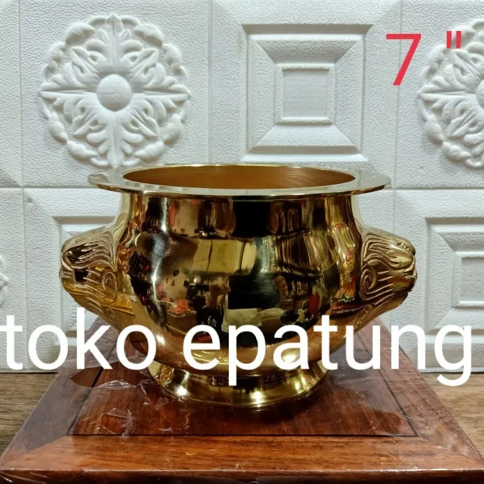 Hio Lo / hiolo/ hiulo/ hiu lo - kuningan - kepala singa - 7 inch ...