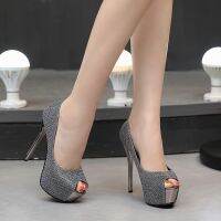 CODpz119nb Womens High Heels 12 cm Wedding Shoes Fashion Party Dating 5 cm Waterproof platform Shoes