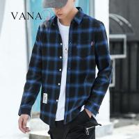 VANAQเสื้อเชิ้ตลายตารางผู้ชายแขนยาวฤดูใบไม้ผลิและฤดูใบไม้ร่วงฉบับภาษาเกาหลีแนวโน้ม