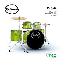 MR.DRUMM WARRIOR W5 DRUM SET POPLAR WOOD - Green กลองชุด