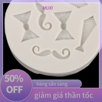 ?【HOT SALE】MUXI 1ชิ้นแม่พิมพ์ซิลิโคนสำหรับอบคัพเค้กรูปโบว์เคราเครื่องมือตกแต่งเค้กจากน้ำตาลปั้นช็อคโกแลตแบบทำมือ