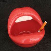 【 Party Store 】 Red Lip Shaped Ashtrays Ceramic Ashtrays Hotel Bar Office Coffee Table Portable Ash Tray Porcelain Crafts Gifts for Boyfriend