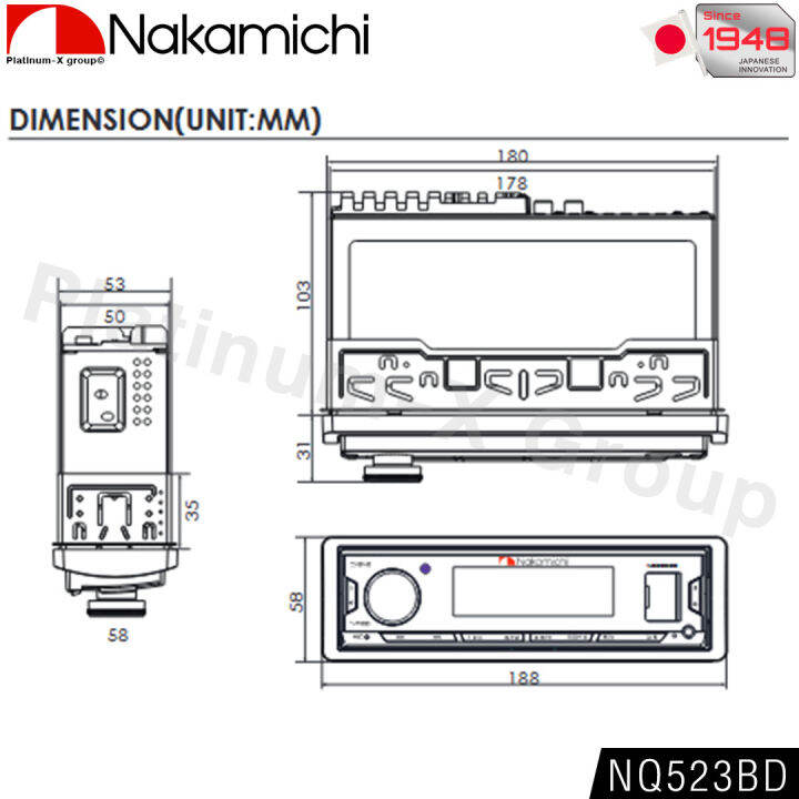 nakamichi-nq523bd-วิทยุติดรถยนต์-1din-eq-32band-มีบลูทูธ-รองรับ-bluetooth-usb-aux-fm-วิทยุ-1din-บลูทูธ-50x4-max-power-สั่งงานผ่านสมาร์ทโฟน