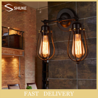 Modern Retro Loft Iron Industrial Rustic Sconce โคมไฟติดผนัง Loft Study Foyer ห้องรับประทานอาหาร Retro Wall Lights