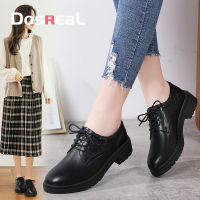 DOSREAL Leather Oxford Shoes For Women High Quality Casual Women Shoes Korean Style Ladies Soft Sole Black Shoes For Women