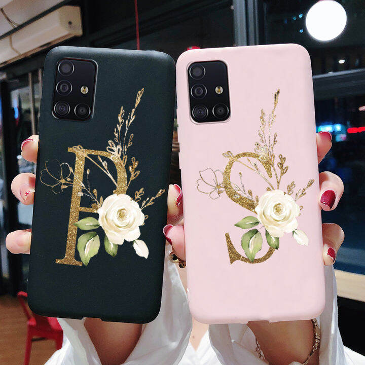For Samsung A71 A 71 Case Alphabet Letters Soft Silicone Phone Back