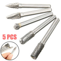 5Pcs Carbide Burrs โรตารี่แฟ้มตัด Burs 6Mm Shank Bits ทังสเตนคาร์ไบด์ Double Grain 8Mm Rotary Point Burrs Die Grinder