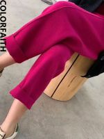 Colorfaith Y2K 2022 Harem High Waist Wide Legs Warm Knitted Fashionable Ankle-Length Spring Autumn Women Pants Trousers P3168JX Exercise Bands