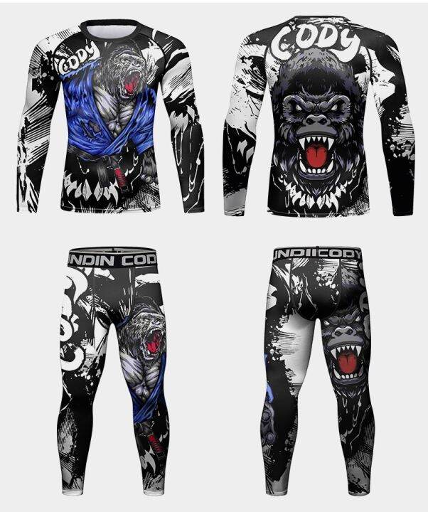 mma-bjj-muay-thai-boxing-tracksuit-men-4pcs-quick-dry-workout-clothes-sport-suits-running-fitness-sportswear-compression-gym-set