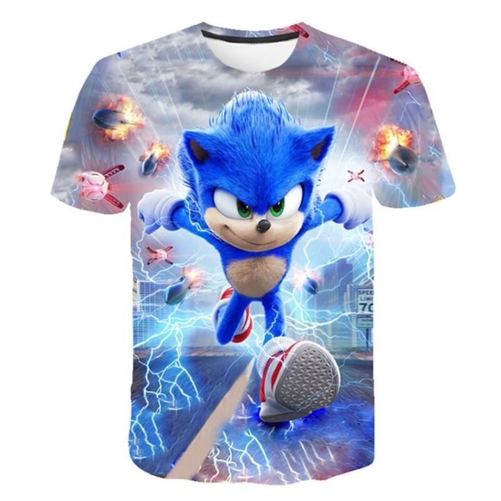 เสื้อยืดแขนสั้นพิมพ์ลายการ์ตูน-robloxing-sonic-3-มิติฤดูร้อนสําหรับเด็ก