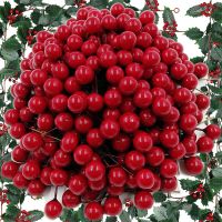 【LZ】☈  Wholesale Artificial Christmas Berry Fake Berries Holly Leaf Vine Wreath Rattan Winter Home Decor Xmas Tree DIY Craft Decoration