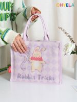 Chen the winter solstice original cartoon rabbit canvas bag QT91 female mobile shopping workers carrying debris bag 【BYUE】