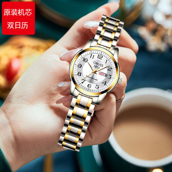 oruss-นาฬิกาสำหรับผู้หญิงนาฬิกาข้อมือกันน้ำแท้ดั้งเดิมนาฬิกาสร้อยข้อมือเหล็กทังสเตน