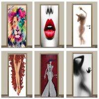 Self-adhesive Door Stickers Sexy Girl 3D Door Stickers Print Art Waterproof Wallpaper Mural Wardrobe Decoration Decal Pictures