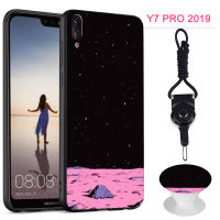 มาใหม่ล่าสุดสำหรับHuawei Y7 Pro 2019โทรศัพท์เคสสำหรับหัวเหว่ยซิลิคอนนุ่มกรณีที่มีรูปแบบเดียวกันถุงลมนิรภัยขาตั้งโทรศัพท์และเชือก