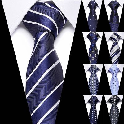 ▲✽▩ Male Dark Blue Striped Luxury Tie Silk Bussiness For Man Formal Wedding Party