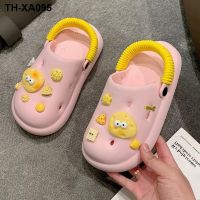 卍♞◎ cheese hole shoes for womens outer 2023 summer new milk whirring two-wear shit-feeling slippers sandals