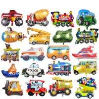 1Pc Cartoon Car Balloons train Fire Truck Tank Engineering Car Tractor Aluminum film balloon Birthday Party Baby Shower Toy