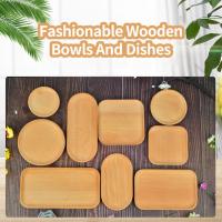 Mini Bamboo Tray Solid Wood Saucer Flower Pot Tray Cup Pad Coaster Plate Soap Dispenser Tray Jewelry Organizer Coffee Cup Mat Baking Trays  Pans