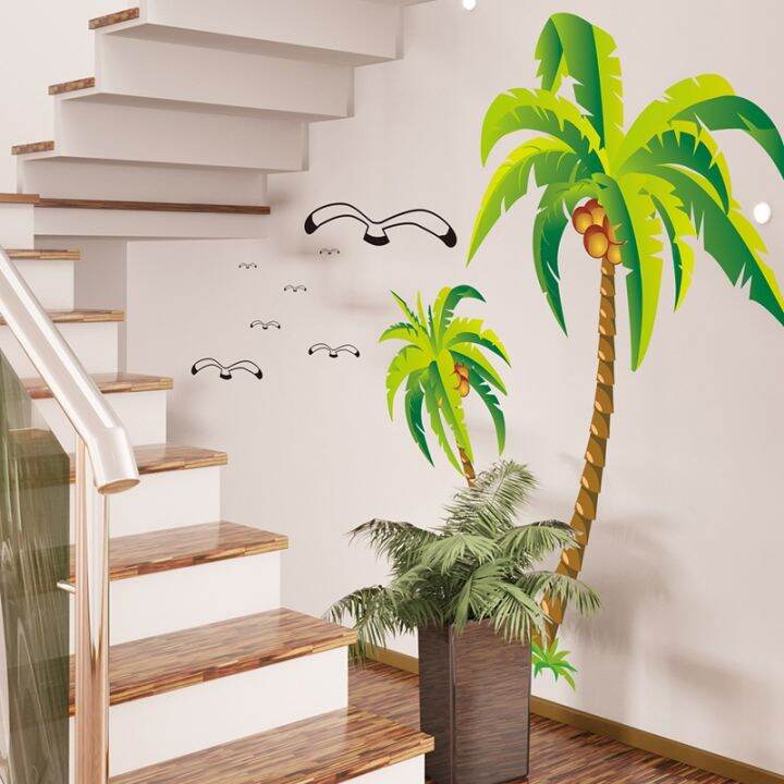 coconut-palm-tree-sticker-tropical-beach-wall-decal-living-room-backdrop-sticker