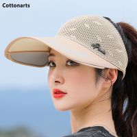 Summer Women Sun Hat Retractable Visor Caps Female Large Brim Empty Top Cap Outdoor Cycling UV Protection Hiking Hats Sports Hat