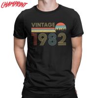 Vintage Vintage 1982 Tshirt For Men Cotton T Shirt 40 Years Old 40Th Birthday Gift Tee Shirt Clothes 100% cotton T-shirt