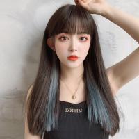 2023 วิกผมผู้หญิงผมยาวสีห้อยหูย้อมชุดคลุมผมเต็มวิกผมตรงธรรมชาติ lisa รุ่นเดียวกันย้อมผมปลอม