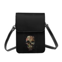 Smyrna Skull Shoulder Bag Flowers Skeleton Head Female Bulk Mobile Phone Bag Stylish Leather Business Bags