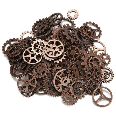 About 120g/lot DIY jewelry Making Vintage Metal Mixed Gears Steampunk Gear Pendant Charms Bracelet Accessories(Ancient red copper)