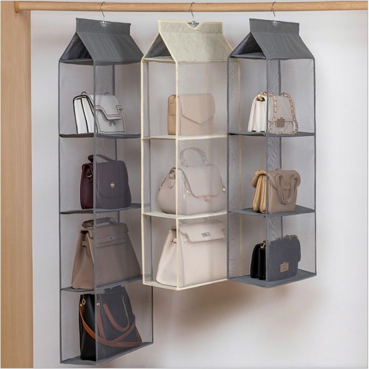 Durable 5 layer Closet Wardrobe Hanging Bag Handbag Storage Purse