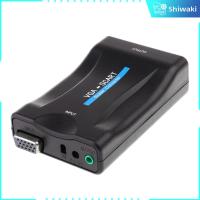 อะแดปเตอร์ตัวแปลงวิดีโอและเสียง Shiwaki 1080P VGA To SCART พร้อมรีโมตสำหรับกล่องดีวีดีทีวี HD