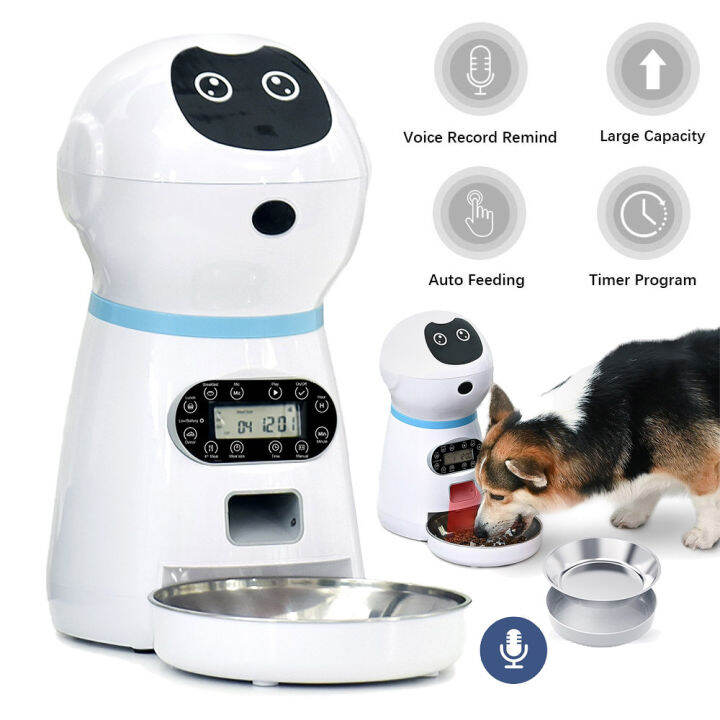 Automatic Pet Feeders Stainless Steel Dog Food Bowl Auto Cat LCD Screen