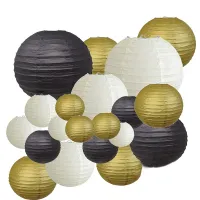 Decorative Party Paper Lanterns 20 Pcs Gold White Black Round Japanese/Chinese Lantern Lanterne Papier for Wedding Outdoor Decor