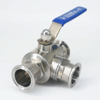 T-port 1-1/2" 38mm 304 Stainless Steel 1.5" Tri Clamp 50.5mm Ferrule O/D Sanitary 3 Way Ball Valve For Homebrew 229 PSI