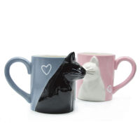 2pcs Luxury Kiss Cat Cups Couple Ceramic Mugs Married Couples Anniversary Morning Mug Milk Coffee Tea Breakfast Valentines Day