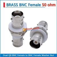 Dual Q9 BNC Female to BNC Female Washer Nut O-ring Bulkhead Insulation Panel Mount Nickel RF Connector Coaxial Adapters Brass