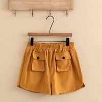 Plus Size 3XL-5XL Womens Elastic Waist Black Yellow Hot Shorts Solid Color High Waist Fashion Streetwear Summer Shorts