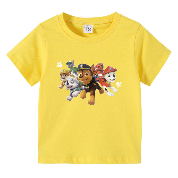 paw-patrol-เสื้อยืดแขนสั้นลายการ์ตูนสำหรับเด็ก-เสื้อซับในผ้าฝ้ายแขนสั้นเด็กชายหญิงทารกฤดูร้อน0000