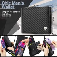 TEEHON Wallets Mens Carbon Fibre Leather Wallet RFID Blocking Bifold Coin Pocket 2 Banknote Compartments 8 Credit Card Holders