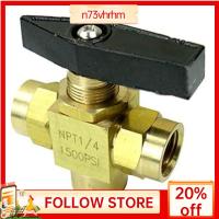 N73VHRHM 1/4 "NPT บอลวาล์ว3ทาง,วาล์วทองเหลืองปิดแผงปลายบากท่อวาล์วลม3ทางควบคุมการไหลท่อน้ำ