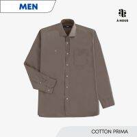 À NOUS - MEN SHIRT - Classic Fit - Cotton Prima (Almond Brown) / เสื้อเชิ๊ต ตัวหลวม ผ้าคัตตอลพรีม่า เนื้ออยู่ทรง สีน้ำตาล