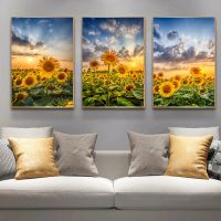 Scenery Sunflower Sunshine Canvas Painting Natural Sunrise Poster and Printing Wall Art Picture Living Room Home Decoration