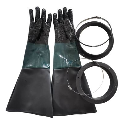 Sandblasting Gloves Sand Blaster Parts Blasting Gloves with O Rings for Sandblast Cabinet Sandblasting Gloves 23.6 Inch