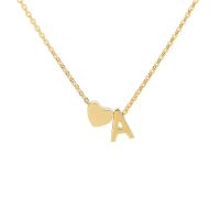 Minimalism Initial A B C D E F G H I J K L M N O P Q R S T U V W X Y Z With Heart Pendants Necklaces Alphabet Letter Necklace