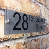 【CW】 Customize MODERN HOUSE SIGN PLAQUE DOOR NUMBER / NAME GLASS ALUMINIUM EFFECT PERSONALISED